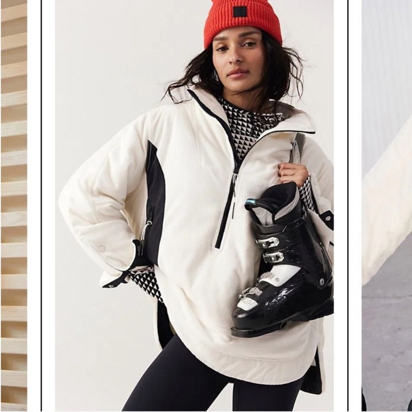 Nwot Free People Movement Climber Fleece Pullover Jacket Ivory And Black